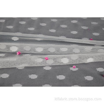 Nylon Spandex White Dots Mesh Fabric
